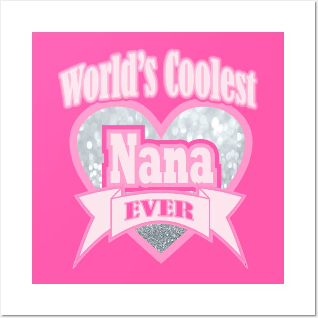 1980s Cute Grey Pink Best Grandma World's Coolest Nana Wall Art by Tina
